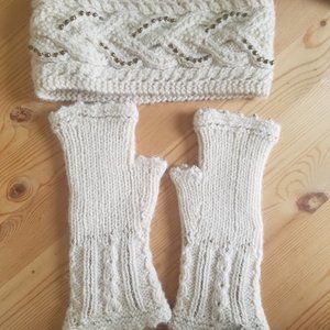 Classic Alpaca Fingerless Gloves/Headband Set